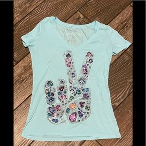 Aeropostale Jeweled Peace Sign Tee🌸🌈☮️